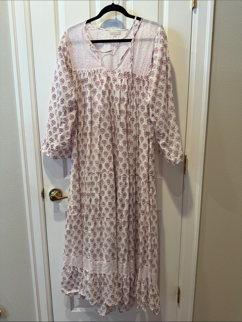 Daughters of India Pink/lavender Floral Maxi Dress M